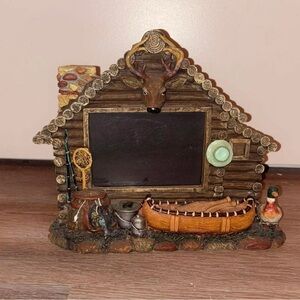 Rustic Cabin Photo Frame with Canoe and Deer Accents